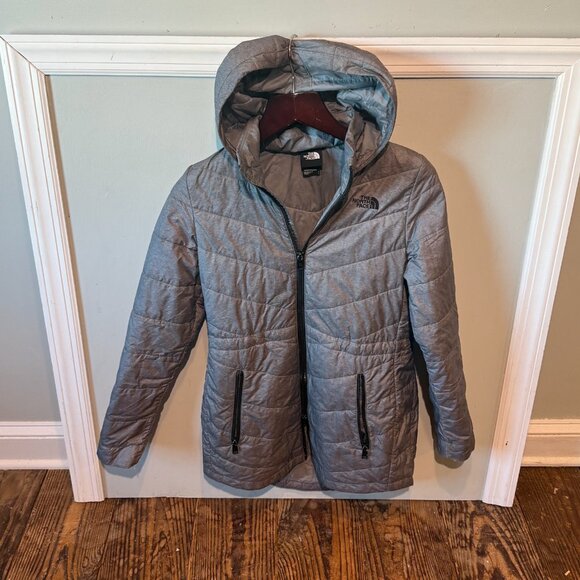 The North Face Tamburello Quilted Hooded Jacket Women's Size Small Grey Puffer - Picture 1 of 11